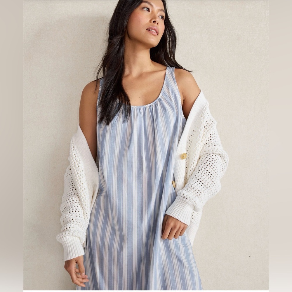 Haven Well Within Organic Cotton Poplin Vintage Stripe Rest Sleep Dress | XS